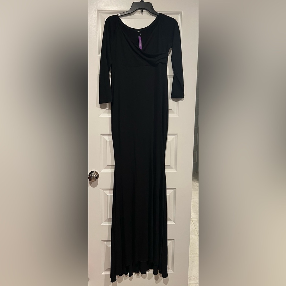 Ecavus Black Womens Off Shoulder Maternity Dress Size Small